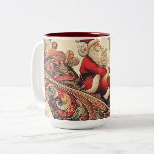Vintag/whimsistisch/santa/Christmas Zweifarbige Tasse
