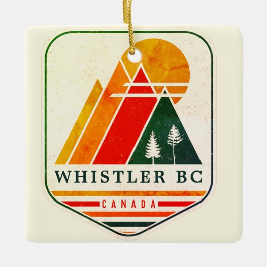 Vintag Whistler Canada Ski Souvenir 1980er Keramikornament (Vorderseite)