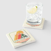 Vintag Whistler Canada Ski Souvenir 1980er Steinuntersetzer (Seitenansicht)