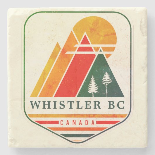 Vintag Whistler Canada Ski Souvenir 1980er Steinuntersetzer (Vorderseite)