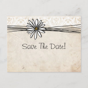 Vintag White Daisy Save the Date Ankündigungspostkarte