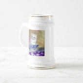 Vintag White Kitten Illustration Bierglas (Vorderseite Links)