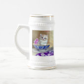 Vintag White Kitten Illustration Bierglas (Links)