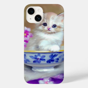Vintag White Kitten Illustration Case-Mate iPhone 14 Hülle
