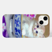 Vintag White Kitten Illustration Case-Mate iPhone Hülle (Rückseite (Horizontal))