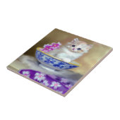 Vintag White Kitten Illustration Fliese (Seite)