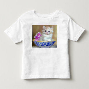 Vintag White Kitten Illustration Kleinkind T-shirt
