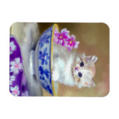 Vintag White Kitten Illustration Magnet (Horizontal)