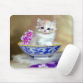 Vintag White Kitten Illustration Mousepad (Mit Mouse)