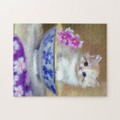 Vintag White Kitten Illustration Puzzle (Horizontal)