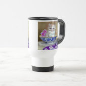 Vintag White Kitten Illustration Reisebecher (VorderseiteRechts)