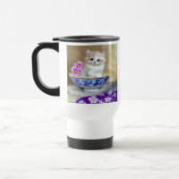 Vintag White Kitten Illustration