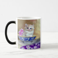 Vintag White Kitten Illustration