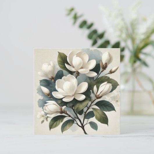 Vintag White Magnolia Botanical (Stehend Vorderseite)