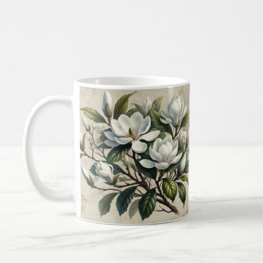 Vintag White Magnolia Botanical Kaffeetasse (Links)