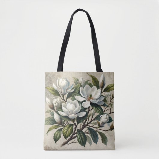 Vintag White Magnolia Botanical Tasche (Vorderseite)