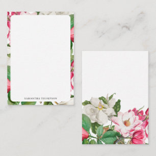Vintag White & Pink Magnolia Blume Individuelle Na Mitteilungskarte