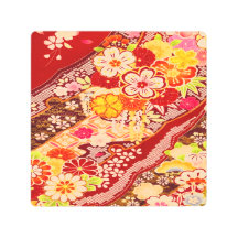 Vintag White Red Japanisch Kimono Blume