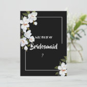 Vintag White Rose Bridesmaid Einladung (Stehend Vorderseite)