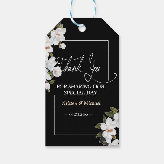 Vintag White Rose vielen Dank Geschenkanhänger (Vorderseite)