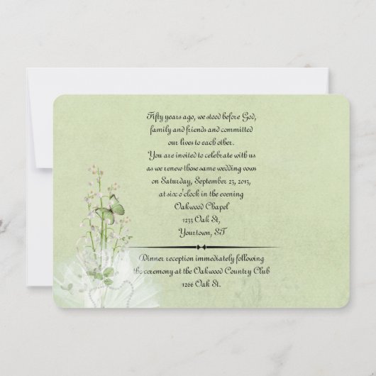 Vintag White Roses Vow Renewal Einladung (Rückseite)