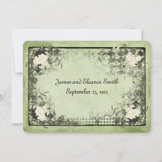Vintag White Roses Vow Renewal Einladung (Vorderseite)