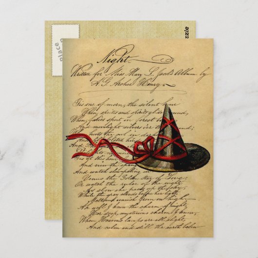 Vintag Wicca Chic Hexenhut-Nachtruhr Postkarte (Vorne/Hinten)