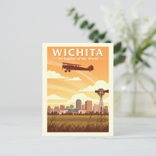 Vintag Wichita Kansas Postkarte (Stehend Vorderseite)