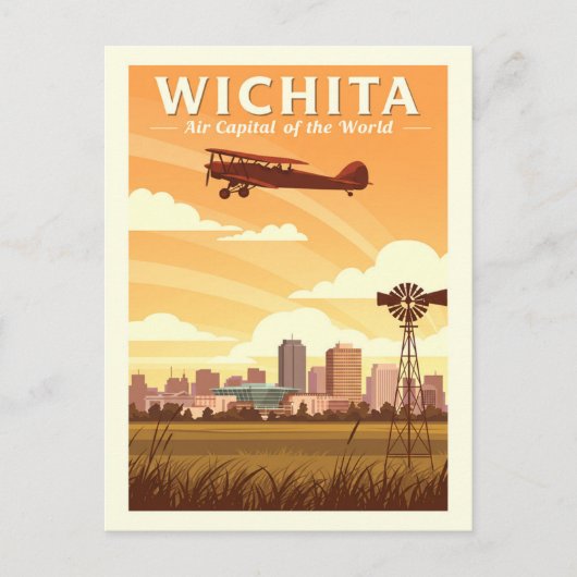 Vintag Wichita Kansas Postkarte (Vorderseite)