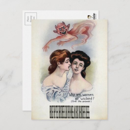 Vintag-Wicked-Frau Postkarte (Vorne/Hinten)
