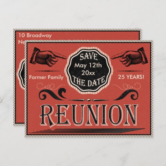 Vintag Wiedersehen Save the Date Ankündigungspostkarte (Vorne/Hinten)