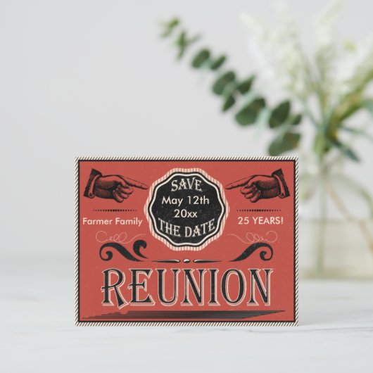 Vintag Wiedersehen Save the Date Ankündigungspostkarte (Stehend Vorderseite)