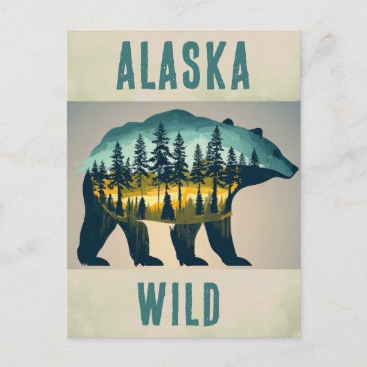 Vintag Wild-Alaska-Bärenreise Postkarte (Vorderseite)