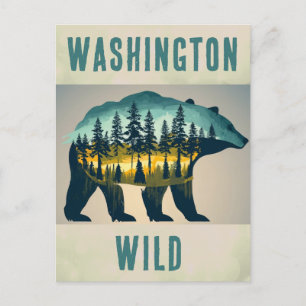 Vintag Wild Washington Bear Travel Postkarte