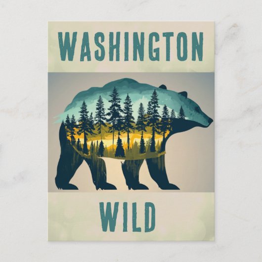 Vintag Wild Washington Bear Travel Postkarte (Vorderseite)