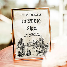 Vintag Wild West Cowboy Geburtstagsparty Tafelschi Poster