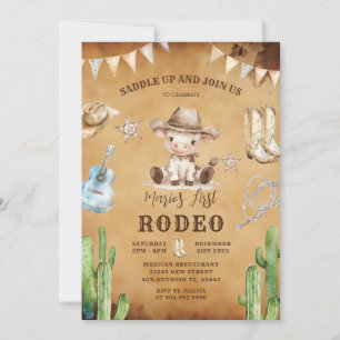 Vintag Wild West Mein erster Rodeo Cowboy Geburtst Einladung