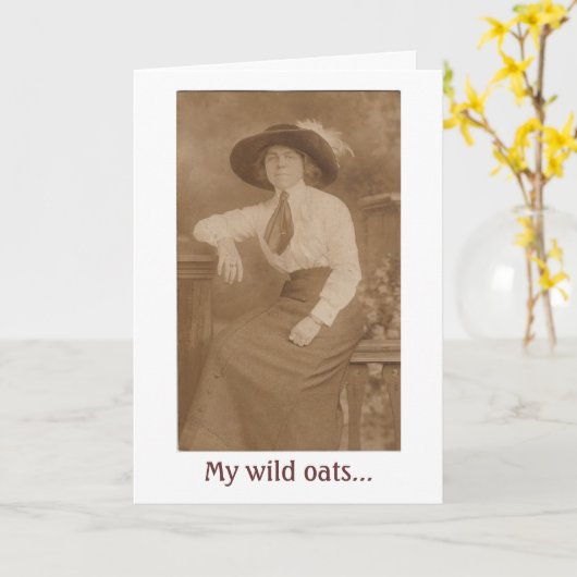 Vintag - Wilde Haferflocken, geschreddert, Karte (Gelbe Blume)