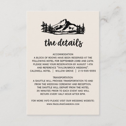 Vintag Wilderness Karierte Hochzeitskarte Begleitkarte (Vorderseite)