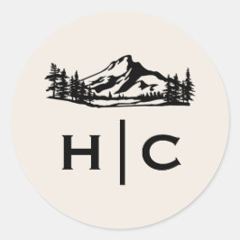 Vintag Wilderness Monogram Wedding Umschlag Aufkle Runder Aufkleber