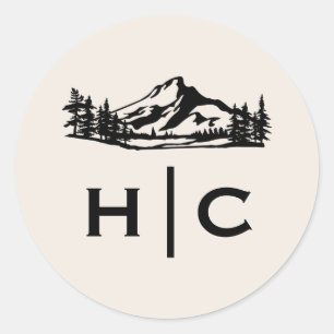 Vintag Wilderness Monogram Wedding Umschlag Aufkle Runder Aufkleber