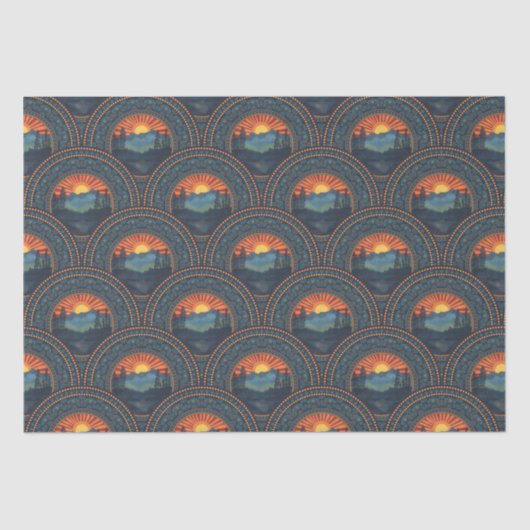 Vintag Wilderness Sunset Mandala Art Deco Seidenpapier (Vorderseite)