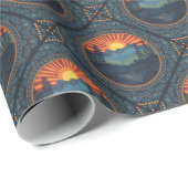 Vintag Wilderness Sunset Mandala Geometric Tile Geschenkpapier (Rolleneckpunkt)
