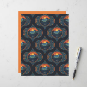 Vintag Wilderness Sunset Mandala Mitte Jahrhundert