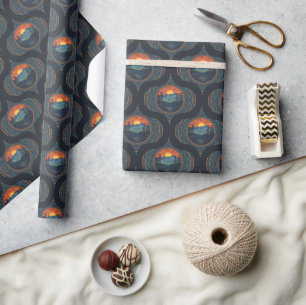 Vintag Wilderness Sunset Mandala Mitte Jahrhundert Geschenkpapier