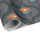 Vintag Wilderness Sunset Mandala Mitte Jahrhundert Geschenkpapier (Rolleneckpunkt)