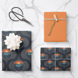 Vintag Wilderness Sunset Mandala Mitte Jahrhundert Geschenkpapier Set