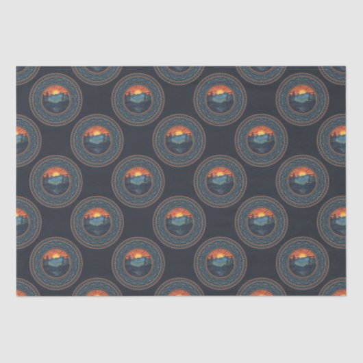 Vintag Wilderness Sunset Polka Dot Mandala Seidenpapier (Vorderseite)