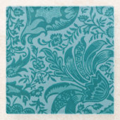 Vintag William Morris Aquamarin Botanisch Glasuntersetzer (Vorderseite)