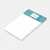 Vintag William Morris Aquamarin Botanisches Monogr Post-it Klebezettel (angewinkelt)